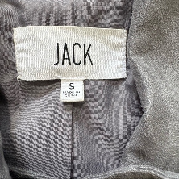 Jack BB Dakota Faux Suede Gray Jacket Asymmetrical Zip Size S Collar - Picture 4 of 11